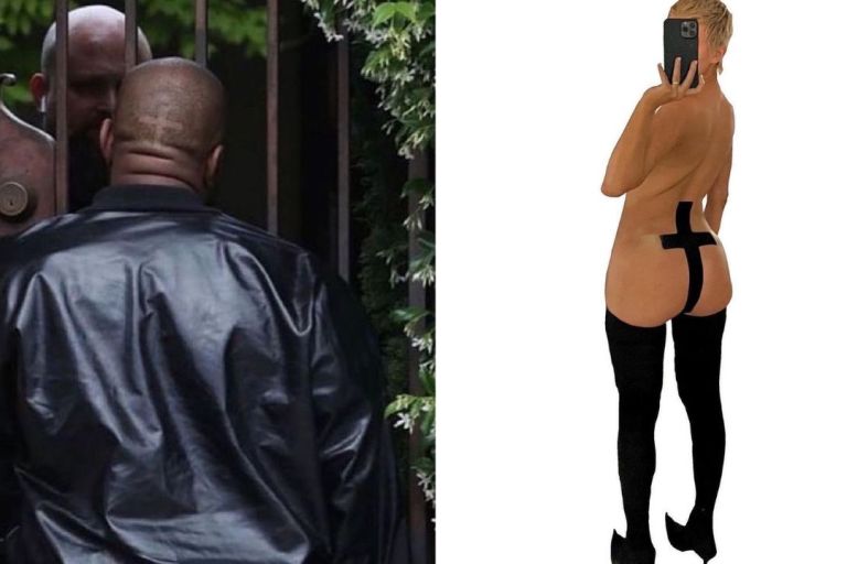 Kanye West and Wife Bianca Censori Both Spotted Rocking Cross Symbols in honor of their  Collaboration with Mowalola