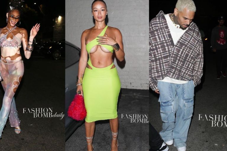 On the Scene: Stars Came Out to Celebrate Winnie Harlow and Kyle Kuzma Birthday including Draya in Mint Swim, Chris Brown in Plaid and Cargo, Saweetie in White Fox Boutique + More
