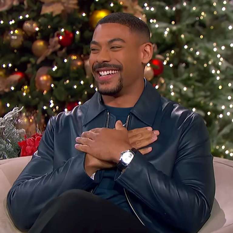 Mufasa Actor Aaron Pierre Wears Paul Smith Navy Leather Jacket on the Jennifer Hudson Show