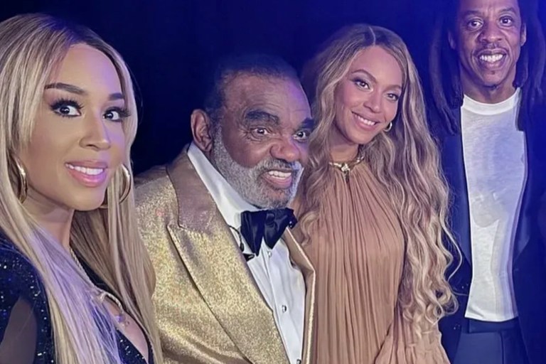 Beyonce Attends Dr. Gloria Carter’s Birthday Wearing Chloe Fall 2024 Brown Ruffled Mini Dress