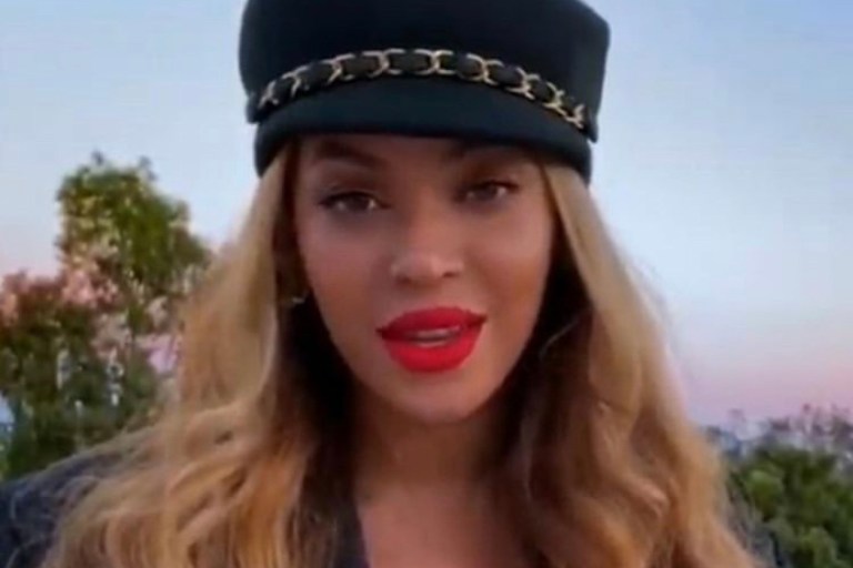 Beyonce in Eugenia Kim Sabrina Chain Detail Black Hat for Global Citizen’s One World Together at Home Concert