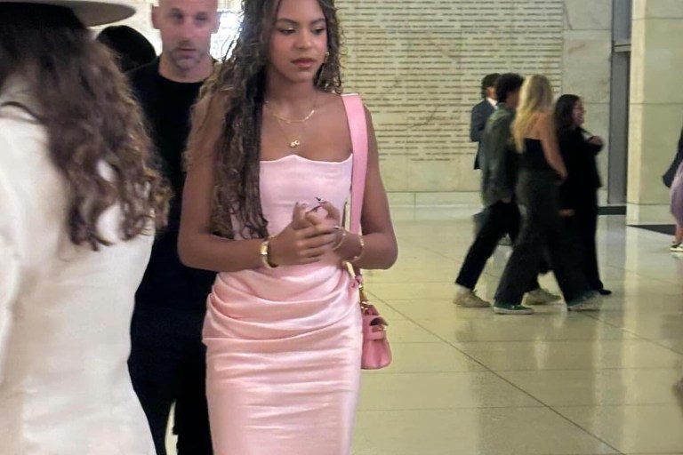 Fashion Steal: Blue Ivy Attends the Wicked Premiere in a Pink House of CB Strapless Dress