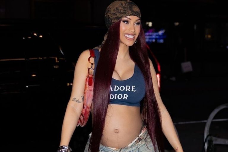 Cardi B Was Spotted in New York City in a Blue Dior Top with $800 Deconstructed Acne Studio Baggy Jeans