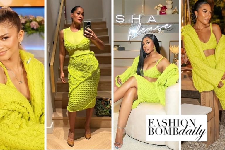 Celebs Love: Zendaya, Tracee Ellis Ross, Yung Miami and Emma Grede Were Spotted in a Acid Yellow Alexander McQueen Chunky Knitted Set