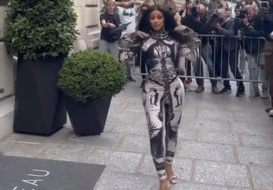 Fashion Bomb Couture: Cardi B Struts in a Jean Paul Gaultier Graphic Print Catsuit
