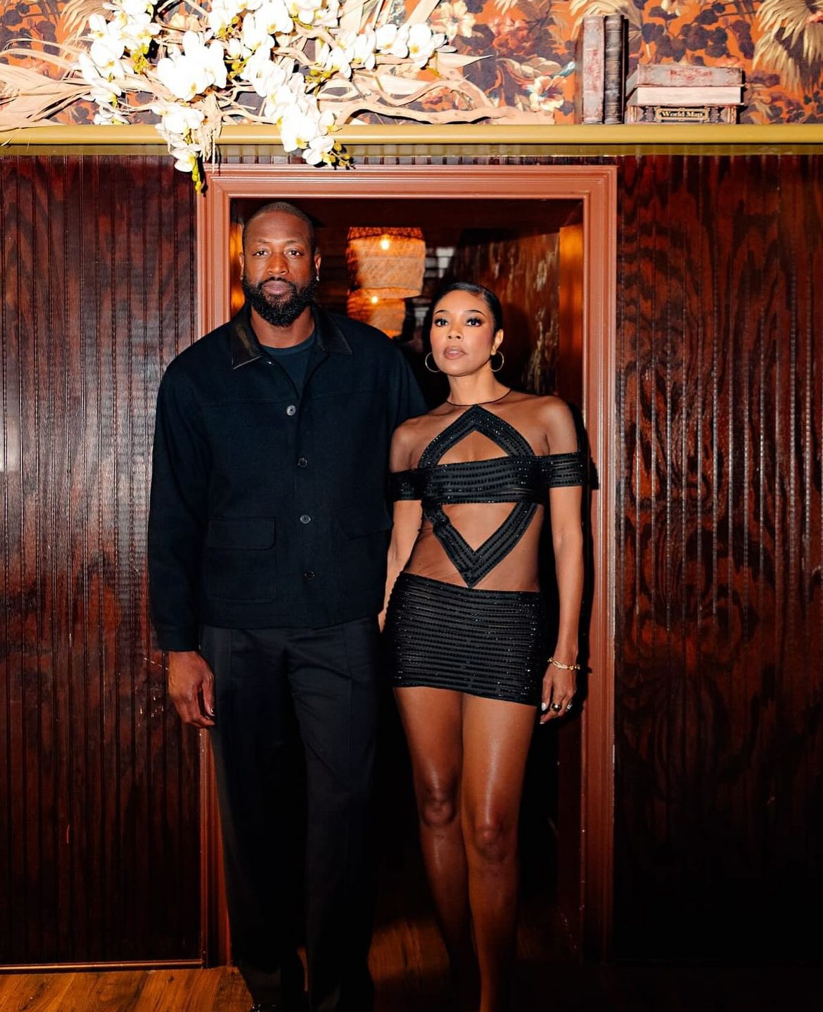 Gabrielle Union Wade Stepped Out In A Black Long Tri Mini Dress With Hubby Dwayne Wade 1