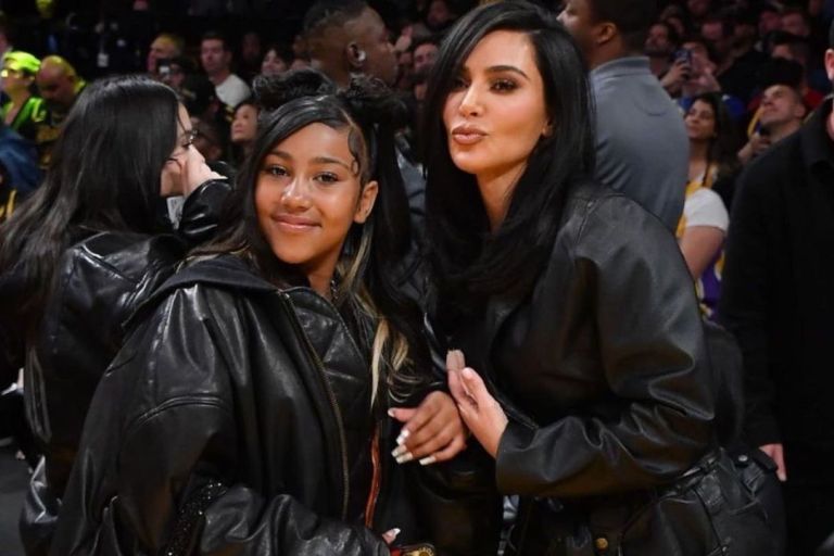 Kim Kardashian and Northwest Spotted Courtside in All Black Balenciaga Outfits