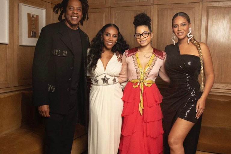 On the Scene at June Ambrose’s 50th Birthday Celebration at San Vincente Bungalows in LA: Beyoncé in David Koma Black One Shoulder Sequin Dress, June in Gucci Star-Embellished Maxi Dress, Kelly Rowland in House of CB Sage Green Satin Set + More
