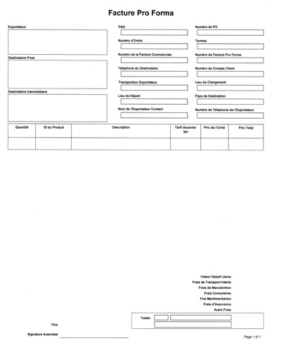 Proforma Invoice - French 400x518px