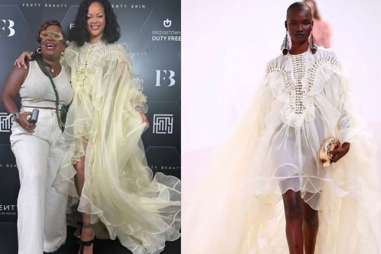 Rihanna Posed with Fans in a Zimmermann Spring 2025 Look While Promoting Fenty Beauty in Barbados