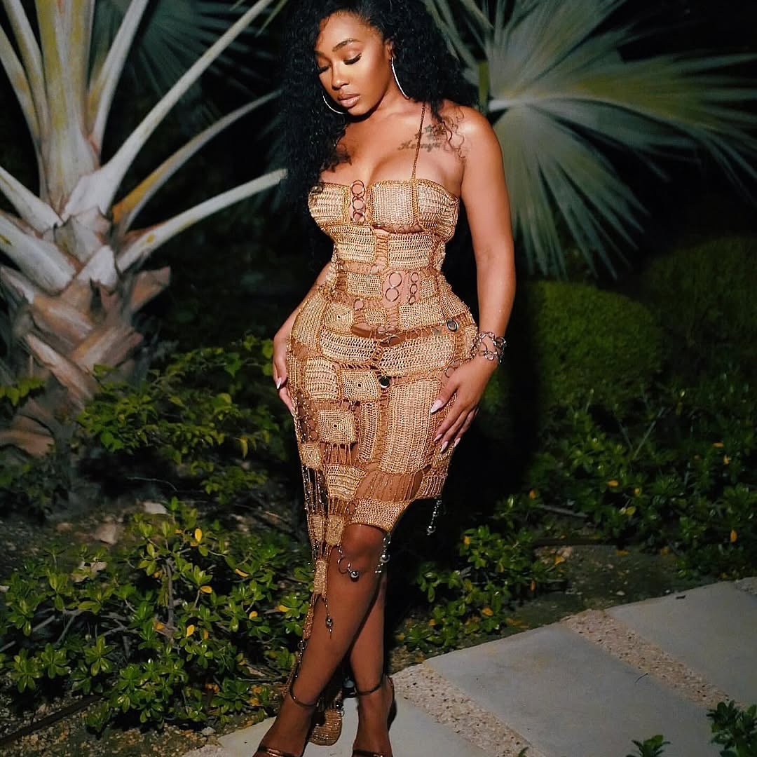 Teyana Taylor And Yung Miami Both Vacationed In A 2945 Andrea Almeida Alina Dress 4