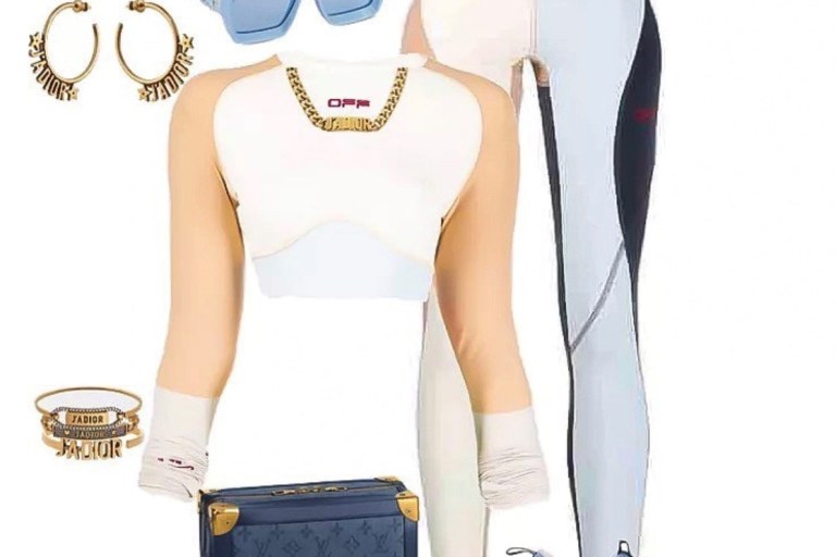 What to Wear: Off-White 2 Piece, Dior Low Top Sneakers and Louis Vuitton Sky Blue Millionaire Sunglasses