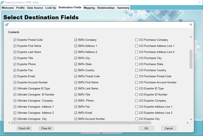 Destination Fields Tab in the Data Exchange Manager | Shipping Solutions Destination Fields Tab in the Data Exchange Manager | Shipping Solutions