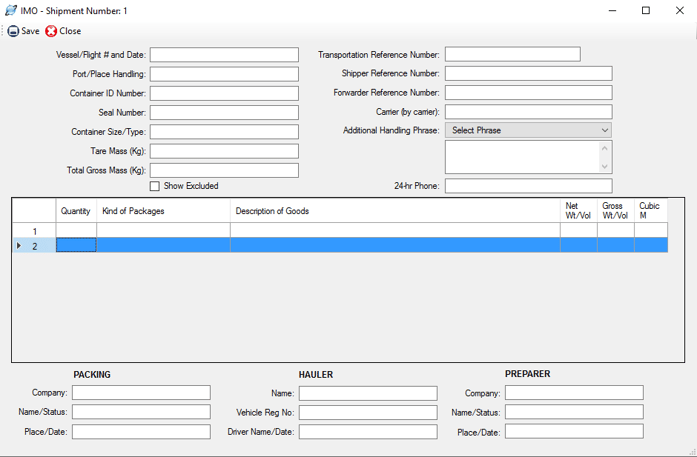 The IMO Dangerous Goods Screen in Shipping Solutions export documentation software The IMO Dangerous Goods Screen in Shipping Solutions export documentation software
