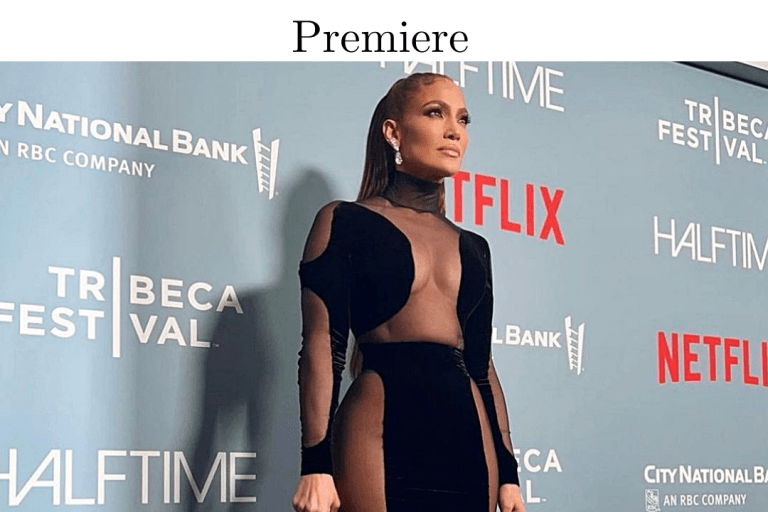 Jennifer Lopez Turned Heads in Black Sheer Insert Tom Ford Gown at the Halftime Premiere
